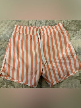 Minnow Striped Coral and White boys swimsuit